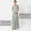 Maya Deluxe Robe de Soirée Femme Maxi, à Paillettes, Taille Haute Empire, Col V, pour Bal de Promo, Mariage, Mariée(Green Lilly)
