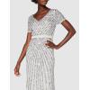 Maya Deluxe Robe de Soirée Femme Maxi, à Paillettes, Taille Haute Empire, Col V, pour Bal de Promo, Mariage, Mariée(Gris)