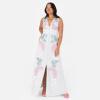 Maya Deluxe Women&rsquo;s Ladies Maxi Dress V-Neckline Sleeveless Floral Sequin Embellished Button Front Slit for Wedding Guest Occasion Robe Femme(Glacier Grey)
