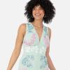 Maya Deluxe Women&rsquo;s Ladies Maxi Dress V-Neckline Sleeveless Floral Sequin Embellished Button Front Slit for Wedding Guest Occasion Robe Femme(Mint Green)