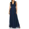 Maya Deluxe Maya Deluxe Maxi Dress with Ruffle Shoulder Detail Robe de Demoiselle d&rsquo;honneur Femme(Bleu Marine)