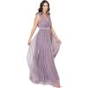Maya Deluxe Maya Deluxe Maxi Dress with Ruffle Shoulder Detail Robe de Demoiselle d&rsquo;honneur Femme(Lilas Moody)