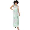 Maya Deluxe Women&rsquo;s Ladies Maxi Dress V-Neckline Sleeveless Floral Sequin Embellished Button Front Slit for Wedding Guest Occasion Robe Femme(Mint Green)