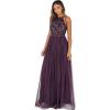 Maya Deluxe de Soirée Femme Maxi Col Licou de Soirée à Paillettes, Robe Longue Femme pour Bal de Promo Mariage(Baie)