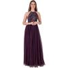 Maya Deluxe de Soirée Femme Maxi Col Licou de Soirée à Paillettes, Robe Longue Femme pour Bal de Promo Mariage(Berry)