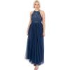 Maya Deluxe de Soirée Femme Maxi Col Licou de Soirée à Paillettes, Robe Longue Femme pour Bal de Promo Mariage(French Navy)