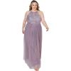 Maya Deluxe de Soirée Femme Maxi Col Licou de Soirée à Paillettes, Robe Longue Femme pour Bal de Promo Mariage(Lilas Moody)