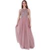 Maya Deluxe de Soirée Femme Maxi Col Licou de Soirée à Paillettes, Robe Longue Femme pour Bal de Promo Mariage(Rose)
