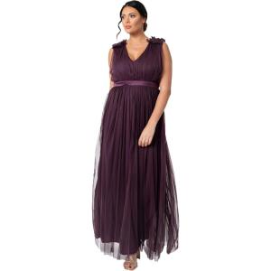 Maya Deluxe Maya Deluxe Maxi Dress with Ruffle Shoulder Detail Robe de Demoiselle d&rsquo;honneur Femme(Berry)