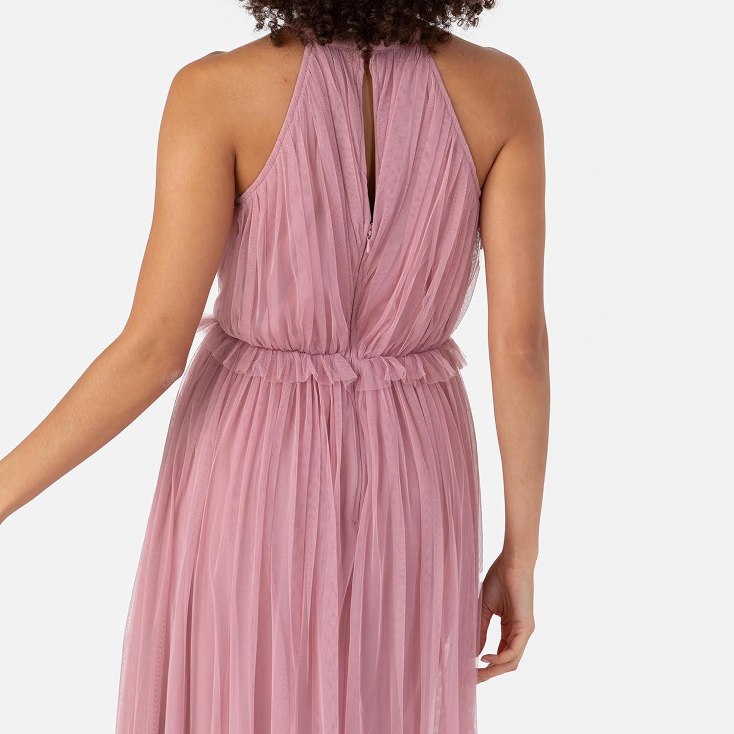 imageAnaya with Love Womens Maxi Dress Ladies Sleeveless Halterneck Ruffle Empire ALine for Wedding Guest Bridesmaid Ball Evening Occasion FemmeBridal Rose