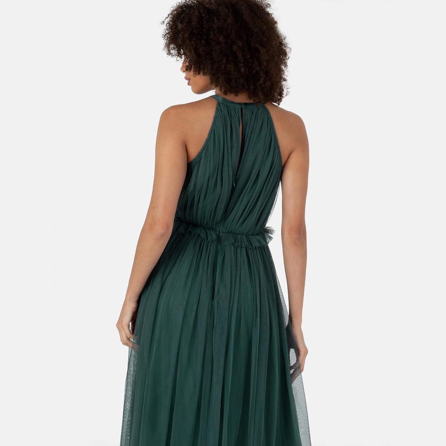 imageAnaya with Love Womens Maxi Dress Ladies Sleeveless Halterneck Ruffle Empire ALine for Wedding Guest Bridesmaid Ball Evening Occasion FemmeEmerald Green