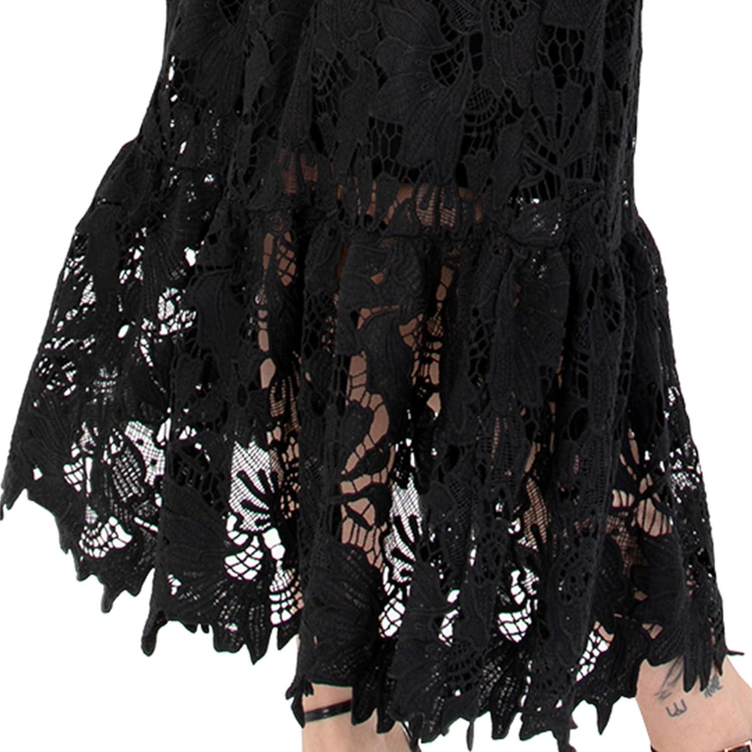 imageMaya Deluxe Womens Midaxi Dress V Neckline Puff Sleeve Lace ALine for Wedding Guest Bridesmaid Cocktail Prom Evening Occasion Robe FemmeNoir