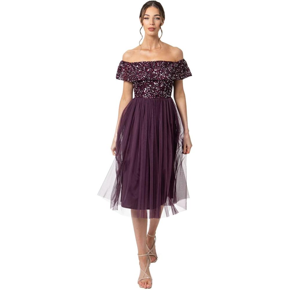 imageMaya Deluxe Maya Midi Orne de Pois Robe de Demoiselle dhonneur FemmeBaie