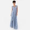 Anaya with Love Women&rsquo;s Maxi Dress Ladies Sleeveless V-Neck Waterfall Ruffle Lace for Wedding Guest Bridesmaid Evening Prom Ball Gown Dress Femme (Lot de 1)(Dusty Blue)