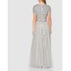Maya Deluxe Robe Maxi pour Femme-Col en V-Manches Courtes-Élégante Taille Empire-Mariage(Gris Clair)