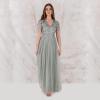 Maya Deluxe Robe Maxi pour Femme-Col en V-Manches Courtes-Élégante Taille Empire-Mariage(Lys Vert.)