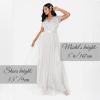 Maya Deluxe Robe Maxi pour Femme-Col en V-Manches Courtes-Élégante Taille Empire-Mariage(Soft Grey)