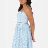 Maya Deluxe Women&rsquo;s Ladies Midaxi Dress Sleeveless Square Neckline Lace Cami Keyhole Back Strappy A-Line for Wedding Guest Occasion Robe Femme (Lot de 1)(Bleu)