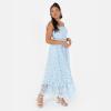 Maya Deluxe Women&rsquo;s Ladies Midaxi Dress Sleeveless Square Neckline Lace Cami Keyhole Back Strappy A-Line for Wedding Guest Occasion Robe Femme (Lot de 1)(Bleu)
