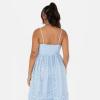 Maya Deluxe Women&rsquo;s Ladies Midi Dress Sleeveless V-Neck Cami Sequin Embellished Embroidered Ruffles for Wedding Guest Prom Ball Gown Robe Femme(Bleu)