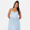 Maya Deluxe Women&rsquo;s Ladies Midi Dress Sleeveless V-Neck Cami Sequin Embellished Embroidered Ruffles for Wedding Guest Prom Ball Gown Robe Femme(Bleu)