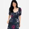 Maya Deluxe Women&rsquo;s Maxi Dress Ladies Embroidered Sweetheart Neckline Ruched Sleeves for Wedding Guest Bridesmaid Prom Ball Gown Robe Femme(Navy)