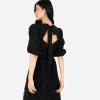 Maya Deluxe Women&rsquo;s Midaxi Dress V Neckline Puff Sleeve Lace A-Line for Wedding Guest Bridesmaid Cocktail Prom Evening Occasion Robe Femme(Noir)