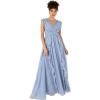 Anaya with Love Women&rsquo;s Maxi Dress Ladies Sleeveless V-Neck Waterfall Ruffle Lace for Wedding Guest Bridesmaid Evening Prom Ball Gown Dress Femme (Lot de 1)(Dusty Blue)