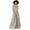 Anaya with Love Women&rsquo;s Maxi Dress Ladies V-Neck Short Angel Sleeves Tiered Ruffle for Bridesmaid Wedding Guest Occasion Prom Ball Gown Robe Femme(Floral Sage Green)
