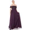 Maya Deluxe Maya Berry Bardot Embellished Maxi Dress Robe de Demoiselle d&rsquo;honneur Femme(Baie)