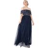 Maya Deluxe Maya Berry Bardot Embellished Maxi Dress Robe de Demoiselle d&rsquo;honneur Femme(Bleu Marine)
