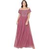 Maya Deluxe Maya Berry Bardot Embellished Maxi Dress Robe de Demoiselle d&rsquo;honneur Femme(Desert Rose)