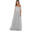 Maya Deluxe Maya Berry Bardot Embellished Maxi Dress Robe de Demoiselle d&rsquo;honneur Femme(Gris Clair)