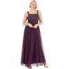 Maya Deluxe Maya Deluxe Ladies Womens Maxi Dress Wide Straps Sleevless Square Neckline Embellished for Wedding Guest Prom Robe de Demoiselle d&rsquo;honneur Femme(Berry)
