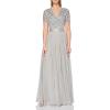 Maya Deluxe Robe Maxi pour Femme-Col en V-Manches Courtes-Élégante Taille Empire-Mariage(Gris Clair)
