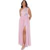 Maya Deluxe Women&rsquo;s Ladies Maxi Dress One Shoulder Sleeveless Sequin Embellished Floral Tulle A-Line for Occasion Prom Ball Gown Robe Femme(Cherry Blossom)