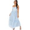 Maya Deluxe Women&rsquo;s Ladies Midi Dress Sleeveless V-Neck Cami Sequin Embellished Embroidered Ruffles for Wedding Guest Prom Ball Gown Robe Femme(Bleu)