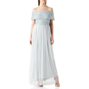 Maya Deluxe Maya Berry Bardot Embellished Maxi Dress Robe de Demoiselle d&rsquo;honneur Femme(Bleu Glace)