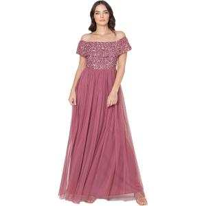 Maya Deluxe Maya Berry Bardot Embellished Maxi Dress Robe de Demoiselle d&rsquo;honneur Femme(Desert Rose)