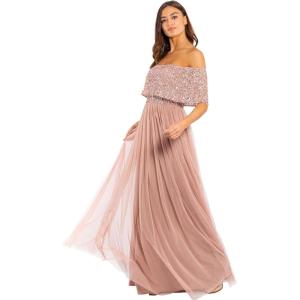 Maya Deluxe Maya Berry Bardot Embellished Maxi Dress Robe de Demoiselle d&rsquo;honneur Femme(Mauve)