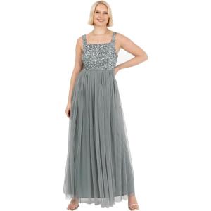 Maya Deluxe Maya Deluxe Ladies Womens Maxi Dress Wide Straps Sleevless Square Neckline Embellished for Wedding Guest Prom Robe de Demoiselle d&rsquo;honneur Femme(Misty Green)