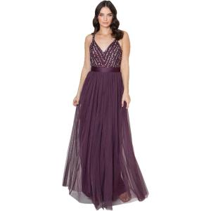 Maya Deluxe Maya Deluxe Robe de Soirée Femme Maxi, Robe de Soirée Longue sans Manches, Robe Demoiselle d&rsquo;honneur Col V, Cérémonie Robe de Bal Femme (Lot de 1)(Baie)