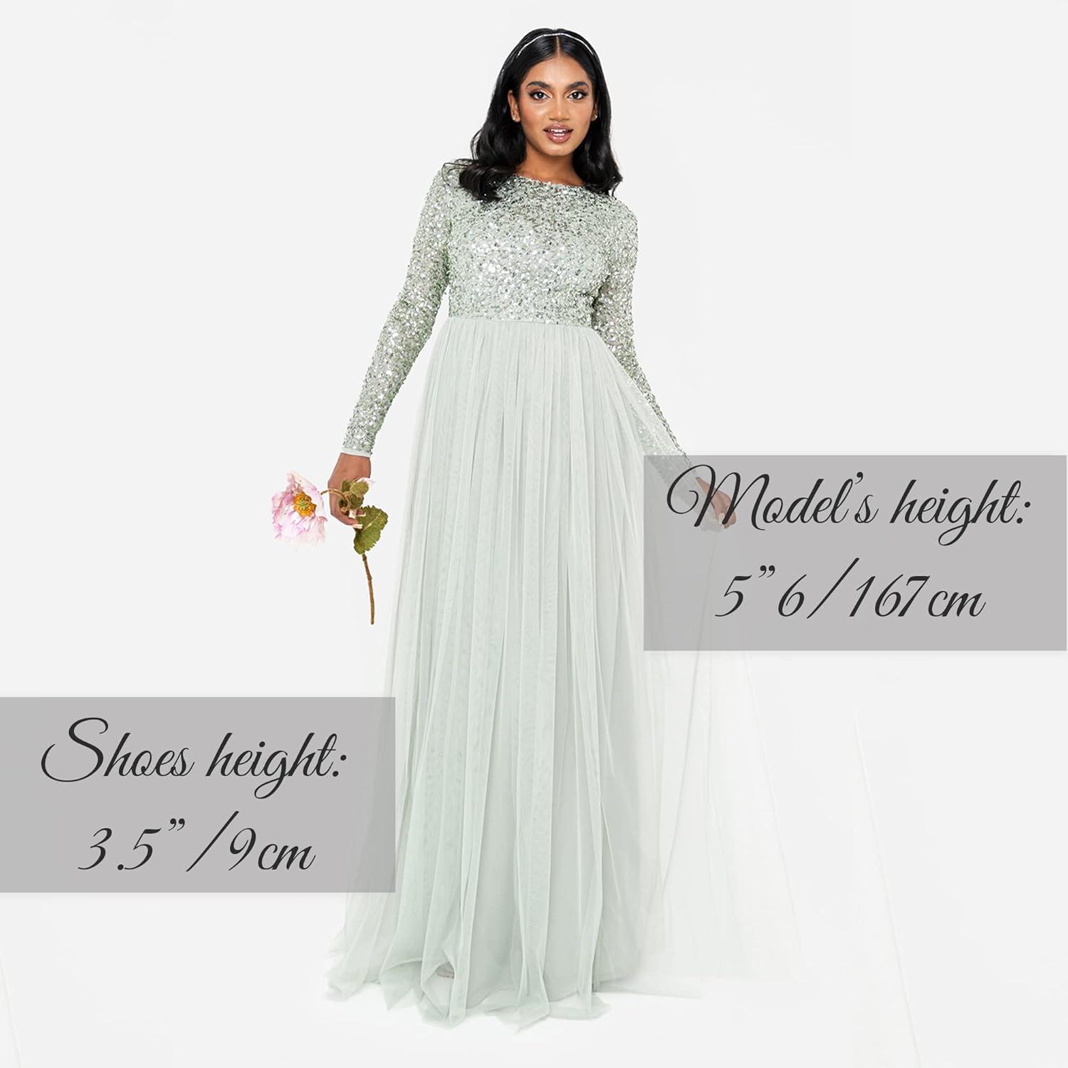 imageMaya Deluxe Taupe Blush Short Sleeve Stripe Bridesmaid Maxi Dress FemmeLys Vert
