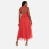 Anaya with Love Women&rsquo;s Midaxi Dress Ladies Sleeveless V-Neck Wrap Bodice Keyhole Back Tulle A-Line Bridesmaid Wedding Guest Prom Robe Femme(Rouge)