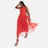 Anaya with Love Women&rsquo;s Midaxi Dress Ladies Sleeveless V-Neck Wrap Bodice Keyhole Back Tulle A-Line Bridesmaid Wedding Guest Prom Robe Femme(Rouge)
