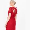 Lovedrobe Midaxi Robe À Manches Courtes en Dentelle Empire A-Line Tie Back for Wedding Guest Bridesmaid Evening Occasion Robe Femme (Lot de 1)(Rouge)
