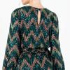Lovedrobe Mini Robe pour Femme À Sequins Courts À Manches Longues et Col Rond avec Nœud Ceinture Zig-zag pour Fête Cocktail Soirée(Vert)