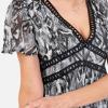 Lovedrobe Robe Longue pour Femme – Manches Courtes – Col en V – Imprimé Floral – Imprimé Animal – Style Empire – Coupe Trapèze – Style Décontracté Robe Femme (Lot de 1)(Gris)