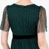 Lovedrobe Robe Longue pour Femme Col en V Manches Courtes Tulle Ruffles Wrap Top Velours Taille pour Soirée Occasion Fête(Vert)