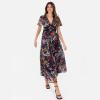 Lovedrobe Women&rsquo;s Ladies Maxi Dress Short Angel Sleeve V-Neck Floral Animal Print Empire A-Line Casual Wedding Guest Occasion Dress Femme (Lot de 1)(Floral Print)